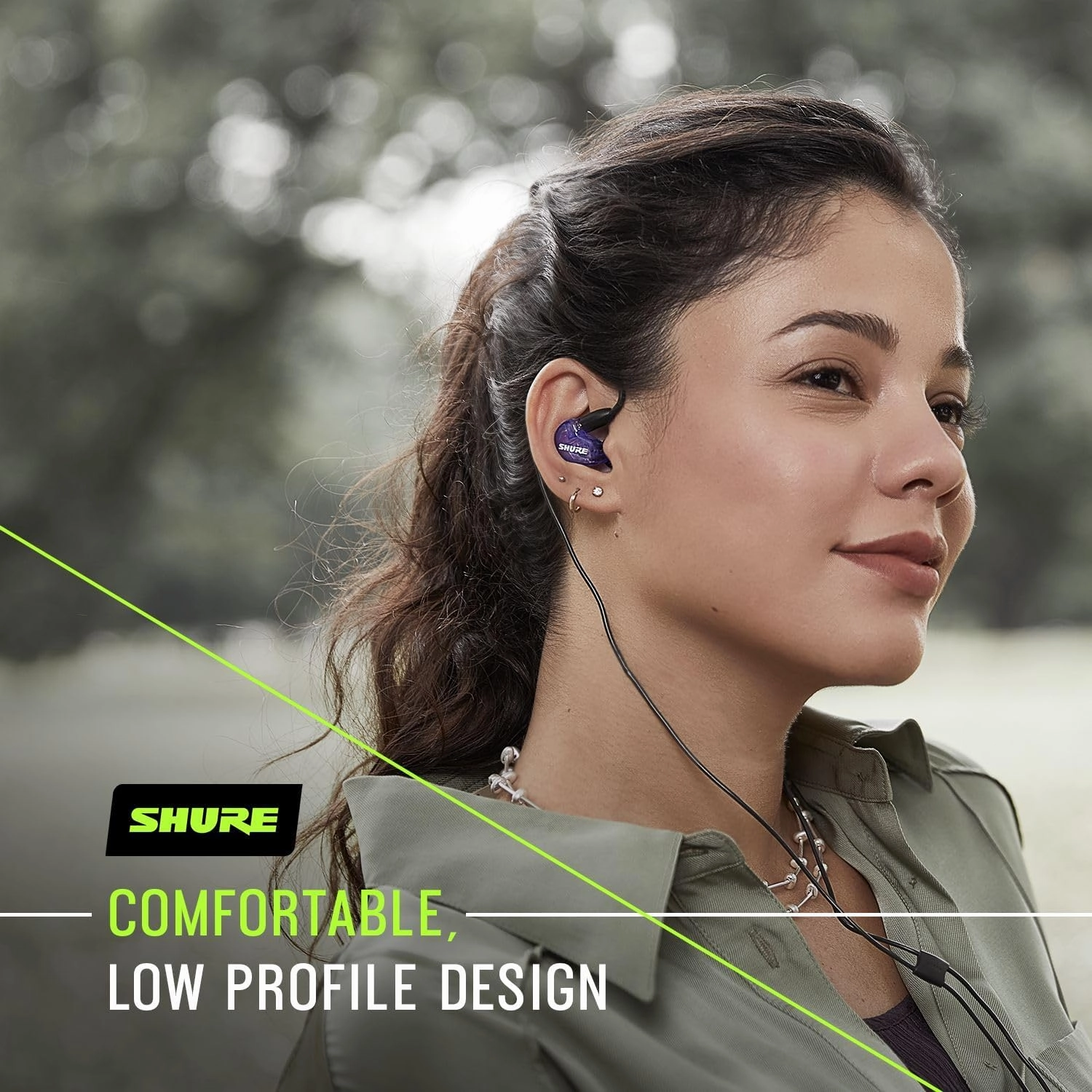 Shure SE215 Special Edition PRO Wired Earbuds, Professional Sound Isolating Earphones, Clear with Deep Bass, Single Dynamic MicroDriver, for Music, Gaming, & Calls - Purple