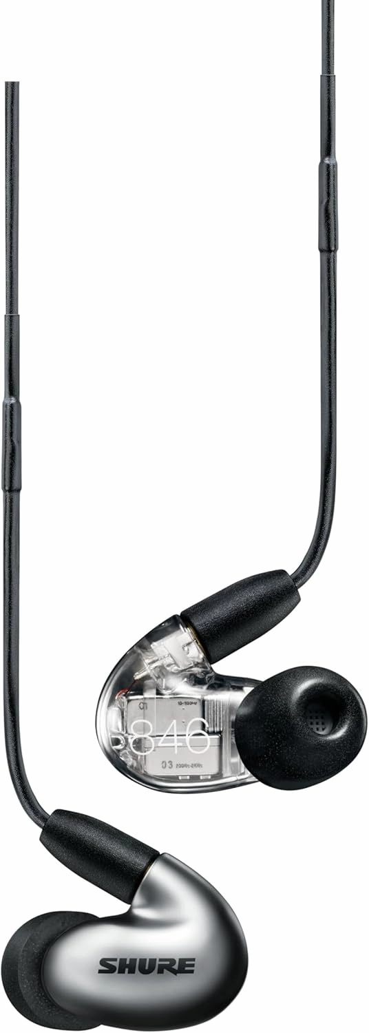 Shure SE846 PRO Gen 2 Wired Sound Isolating Earphones, Secure in-Ear Earbuds, High-End Professional Sound, Hi-Def Four Drivers, Upgraded Sound Filters, Durable Quality, Customizable Frequency - Gray