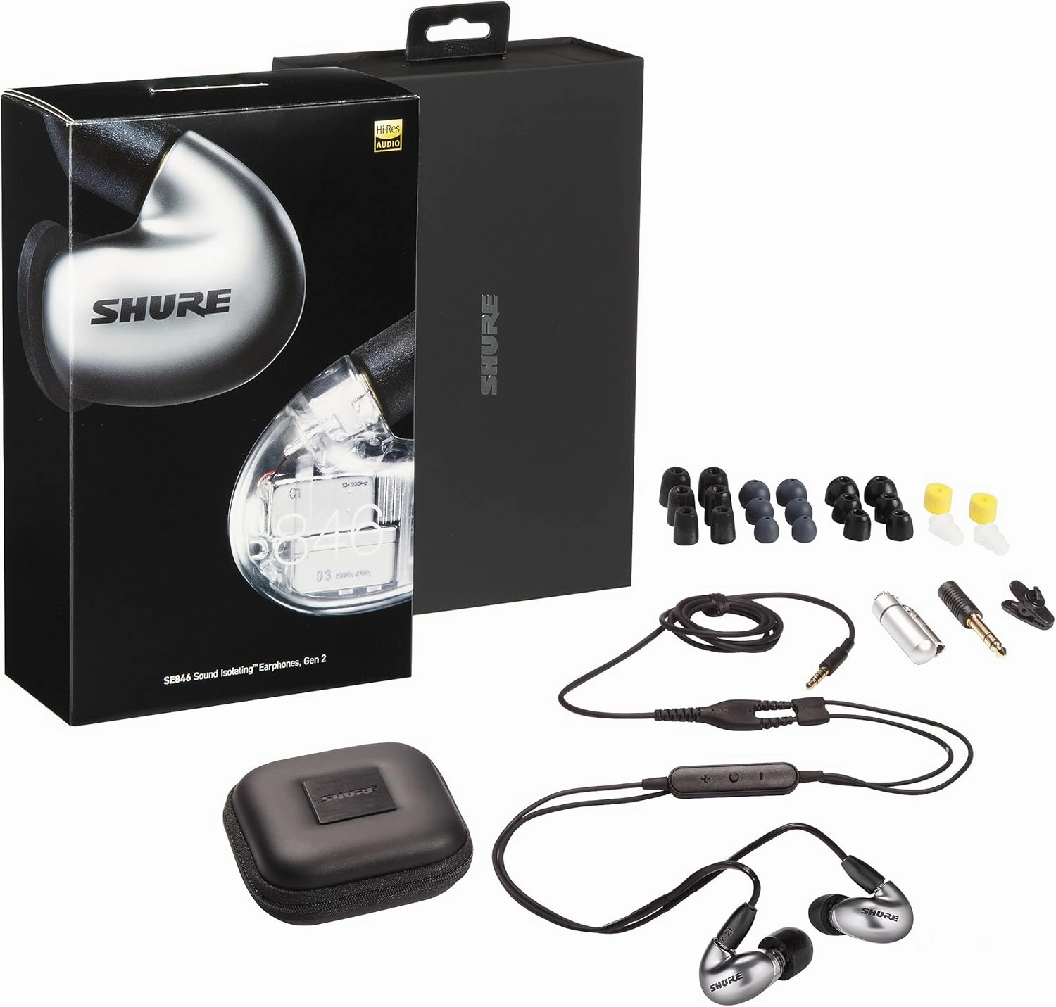 Shure SE846 PRO Gen 2 Wired Sound Isolating Earphones, Secure in-Ear Earbuds, High-End Professional Sound, Hi-Def Four Drivers, Upgraded Sound Filters, Durable Quality, Customizable Frequency - Gray