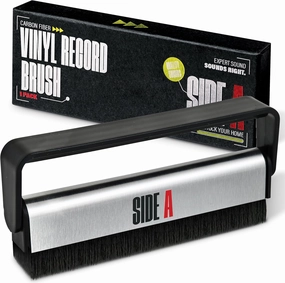 Side A Vinyl Record Brush with Soft Carbon Fibre Bristles, Anti-Static, Gentle Cleaning & Dusting- Essential Record Player Accessory record cleaning kit,vinyl cleaner,stylus brush set,