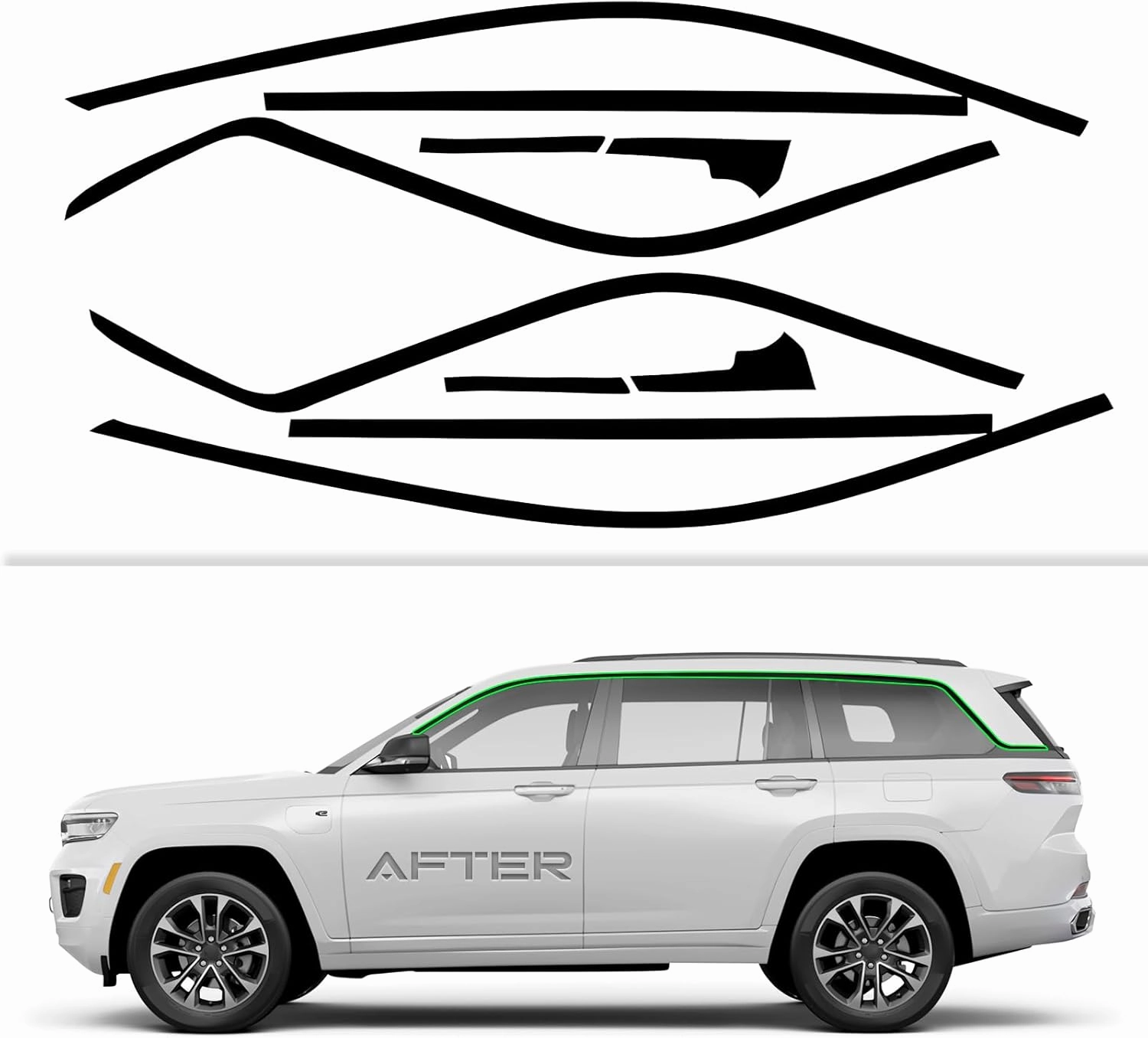 Side Window Chrome Delete Vinyl Wrap Overlay fit for 2022 2023 2024 2025 Jeep Grand Cherokee with Blackout Film Gloss Black Kits Accessories vinyl accessories,turntable parts,record player tools,