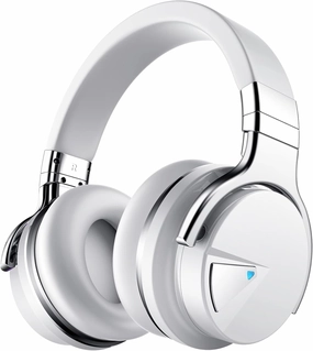 Silensys E7 Active Noise Cancelling Headphones Bluetooth Headphones with Microphone Deep Bass Wireless Headphones Over Ear, Comfortable Protein Earpads, 30 Hours Playtime for Travel/Work, White over-ear headphones,closed back headphones,wireless studio can
