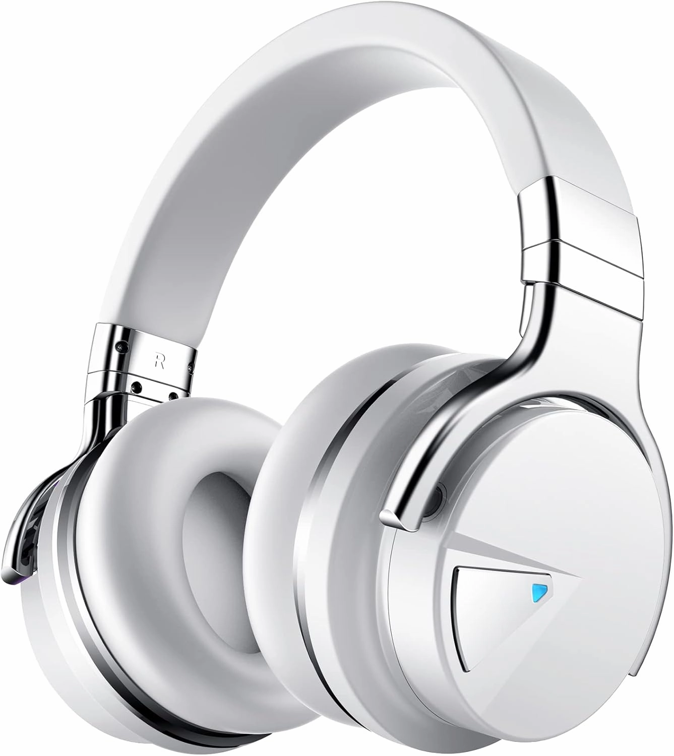 Silensys E7 Active Noise Cancelling Headphones Bluetooth Headphones with Microphone Deep Bass Wireless Headphones Over Ear, Comfortable Protein Earpads, 30 Hours Playtime for Travel/Work, White over-ear headphones,closed back headphones,wireless studio can