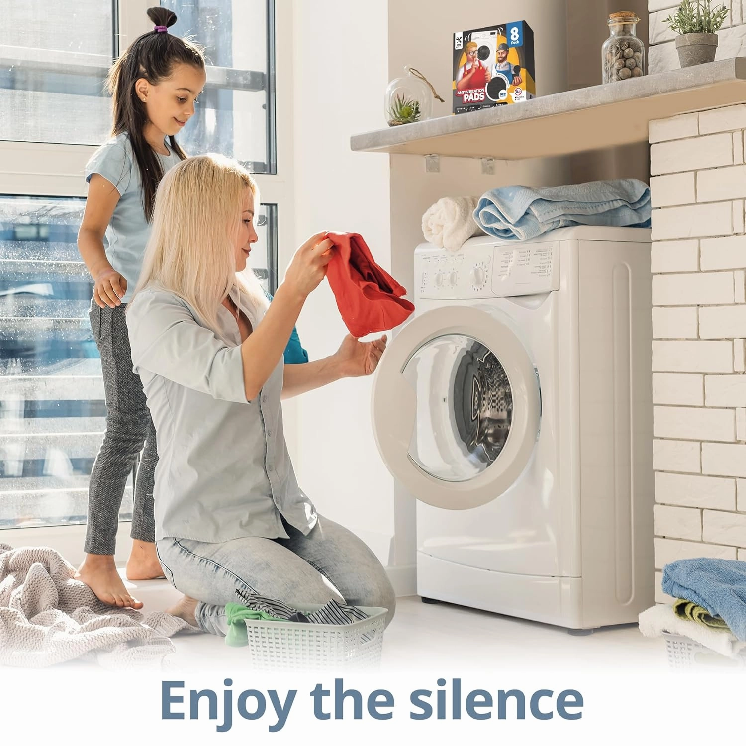 Silent Guys Anti Vibration Pads for Washing Machine - 8 Pack Washing Machine Anti Vibration Pads Vibration Isolation Pads Washing Machine Shock Absorber Washing Machine Leveling Feet