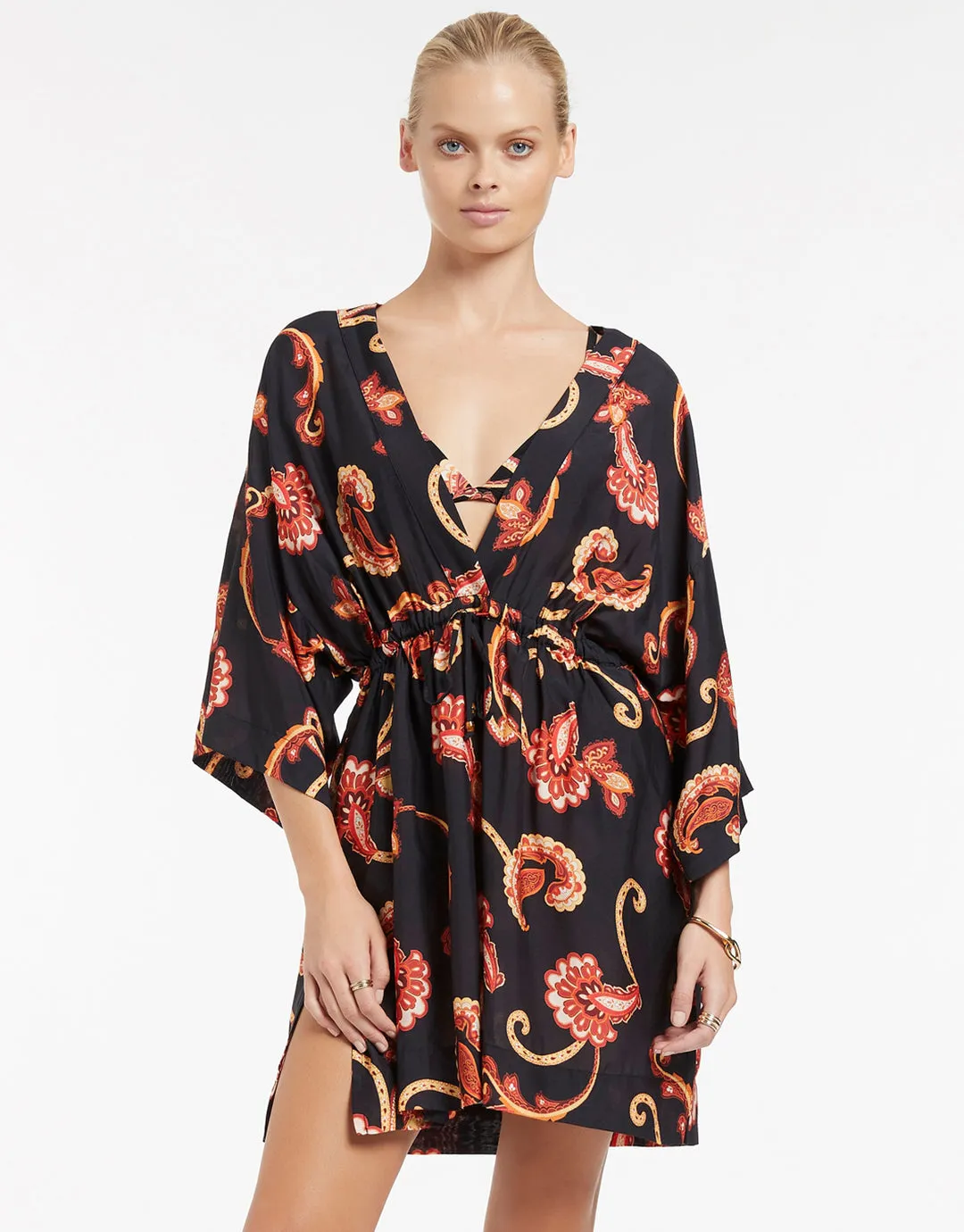 Silk Road Wide Sleeve Kaftan - Black