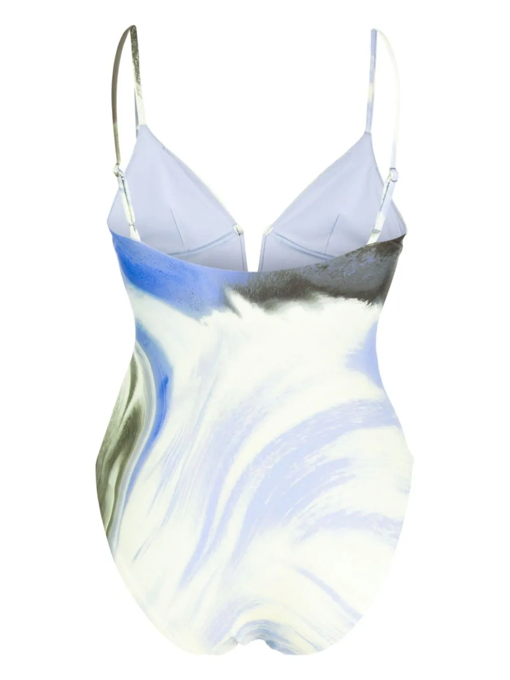 Simkhai Women One Piece Swimsuit Maelle V-Neck Pull On Marina Blue Print