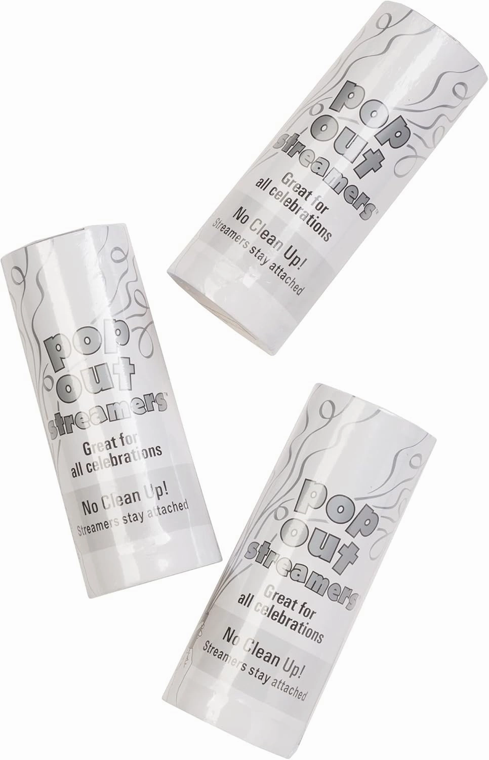 Simplicity 5073740001 No-Mess Pop Out Wedding Send Off Streamer Tubes, Silver, 4.2"H, 14pcs