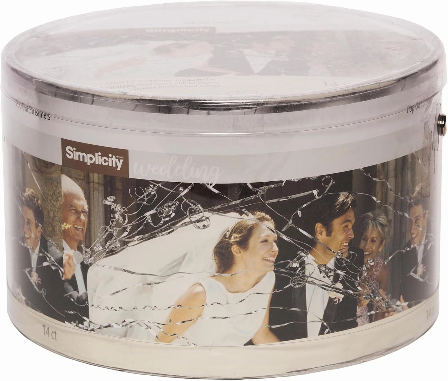 Simplicity 5073740001 No-Mess Pop Out Wedding Send Off Streamer Tubes, Silver, 4.2"H, 14pcs