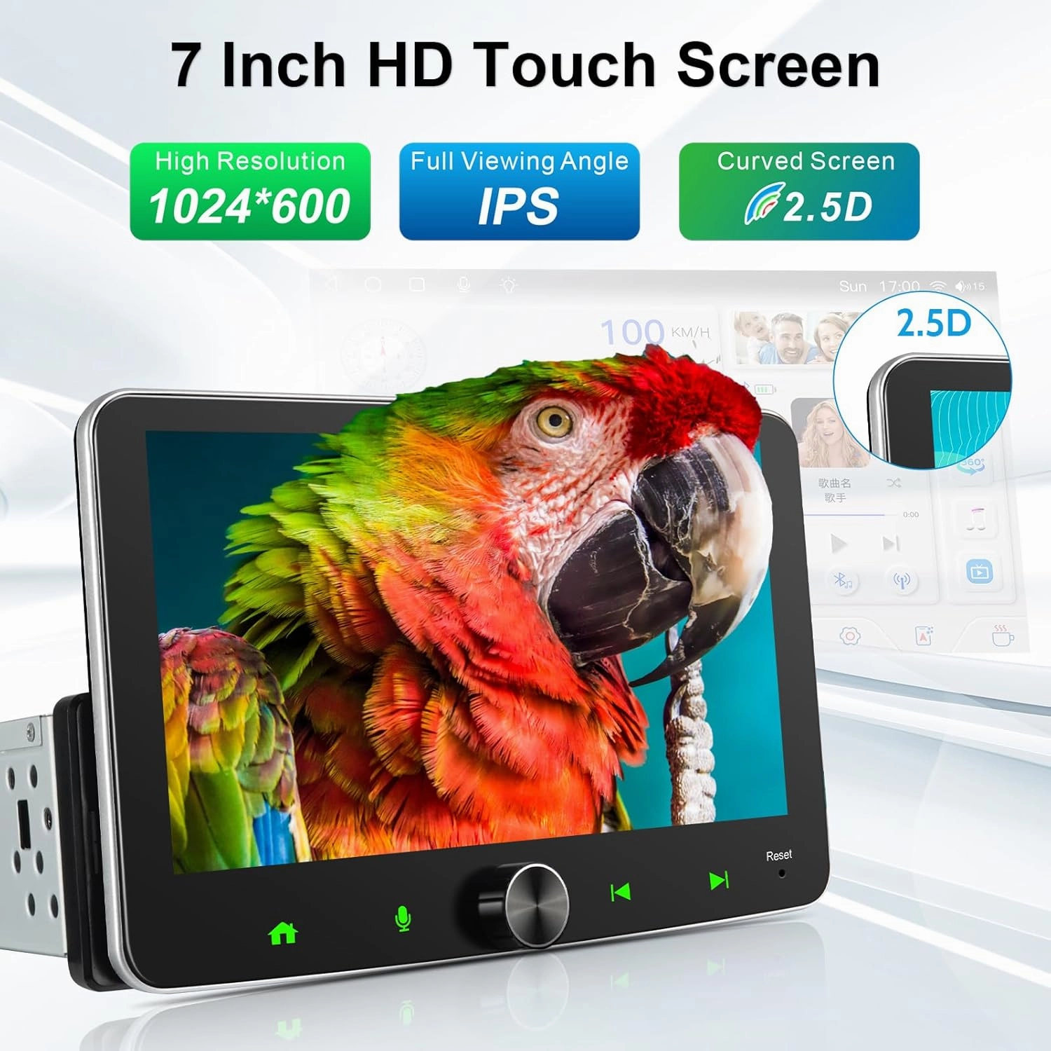 Single Din Touchscreen Radio: 7 Inch CarPlay Android Auto Radio Touch Screen Head Unit, 1 Din Car Stereo with Knob BT, in Dash GPS Navi, EQ, AM/FM, SWC, MIC, 2 32GB