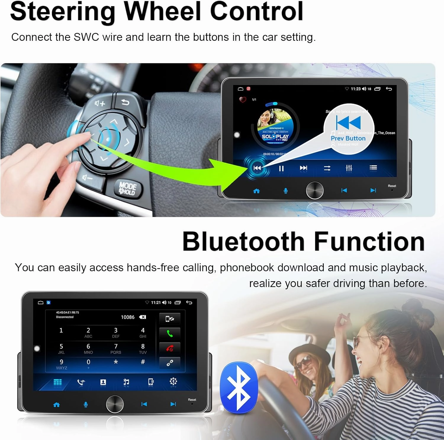Single Din Touchscreen Radio: 7 Inch CarPlay Android Auto Radio Touch Screen Head Unit, 1 Din Car Stereo with Knob BT, in Dash GPS Navi, EQ, AM/FM, SWC, MIC, 2 32GB