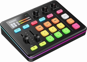 SINWE G1 Pro Gaming Audio Mixer: RGB Audio Interface with Bluetooth, XLR/48V Phantom Power, Fader & Mute Controls for Live Streaming,Podcasting, Gaming, PC/Console(Not for USB Mic) mixer console,audio mixing desk,DJ console,