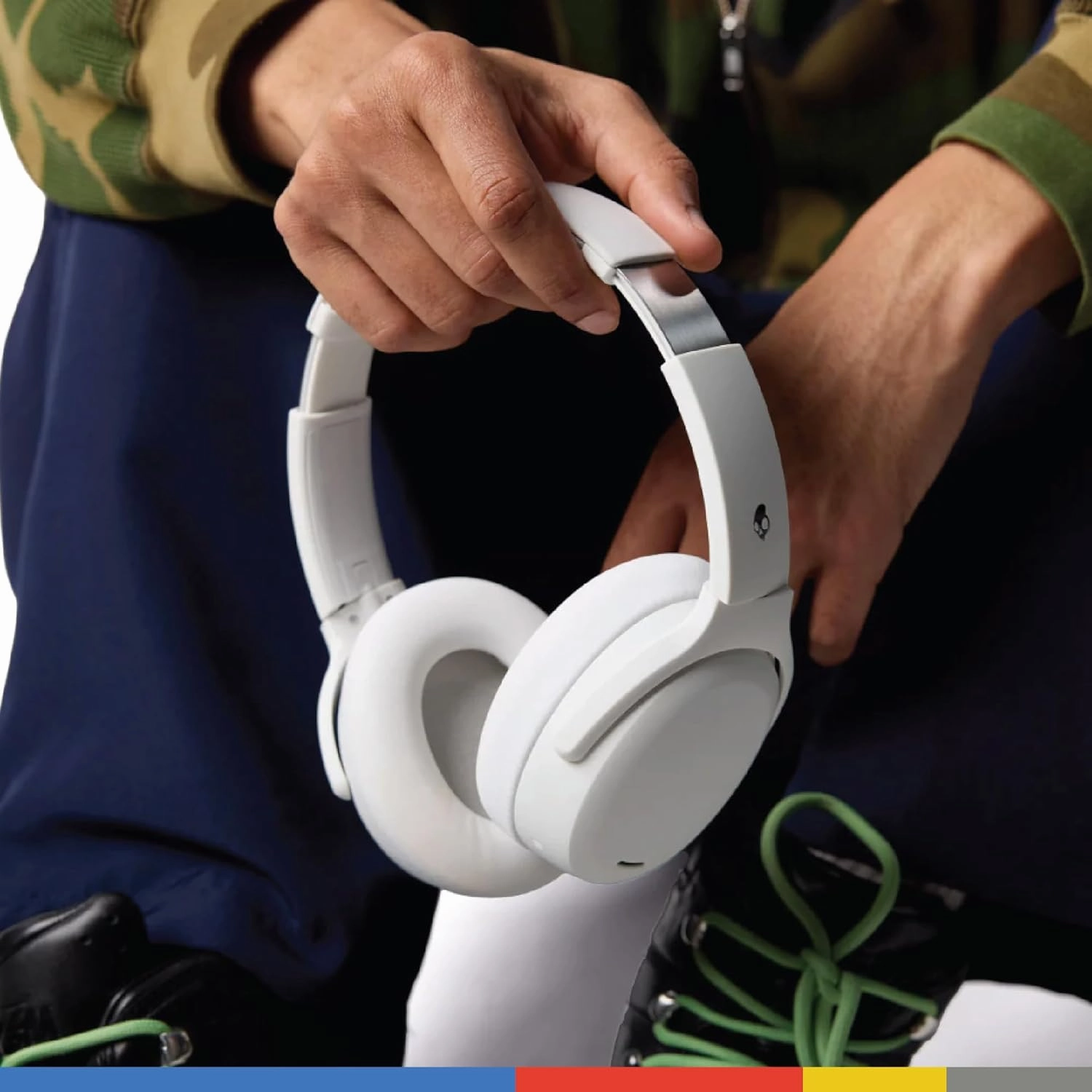 Skullcandy Crusher ANC 2 Wireless Over-Ear Bluetooth Headphones with Multi-Sensory Bass and Charging Cable, Active Noise Cancelling, Up to 60 Hours Battery, Microphone for iPhone Android - Bone