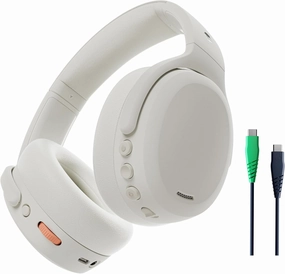 Skullcandy Crusher ANC 2 Wireless Over-Ear Bluetooth Headphones with Multi-Sensory Bass and Charging Cable, Active Noise Cancelling, Up to 60 Hours Battery, Microphone for iPhone Android - Bone over-ear headphones,closed back headphones,wireless studio can