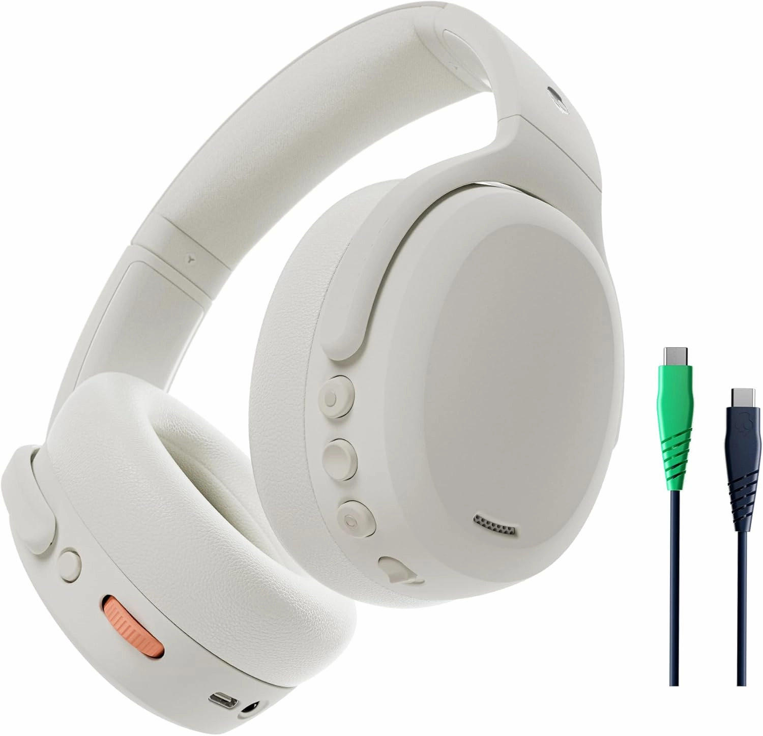 Skullcandy Crusher ANC 2 Wireless Over-Ear Bluetooth Headphones with Multi-Sensory Bass and Charging Cable, Active Noise Cancelling, Up to 60 Hours Battery, Microphone for iPhone Android - Bone over-ear headphones,closed back headphones,wireless studio can