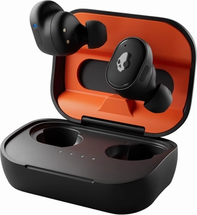 Skullcandy Grind Fuel Wireless Earbuds, Bluetooth Headphones, Up to 40 Hours Battery, Noise Isolating Fit, Wireless Charging Case, Microphone, Customizable via Skull-iQ App - True Black/Orange wireless earbuds,Bluetooth earphones,true wireless stereo,