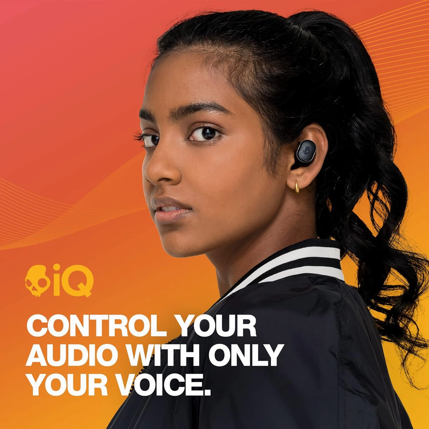 Skullcandy Grind Fuel Wireless Earbuds, Bluetooth Headphones, Up to 40 Hours Battery, Noise Isolating Fit, Wireless Charging Case, Microphone, Customizable via Skull-iQ App - True Black/Orange