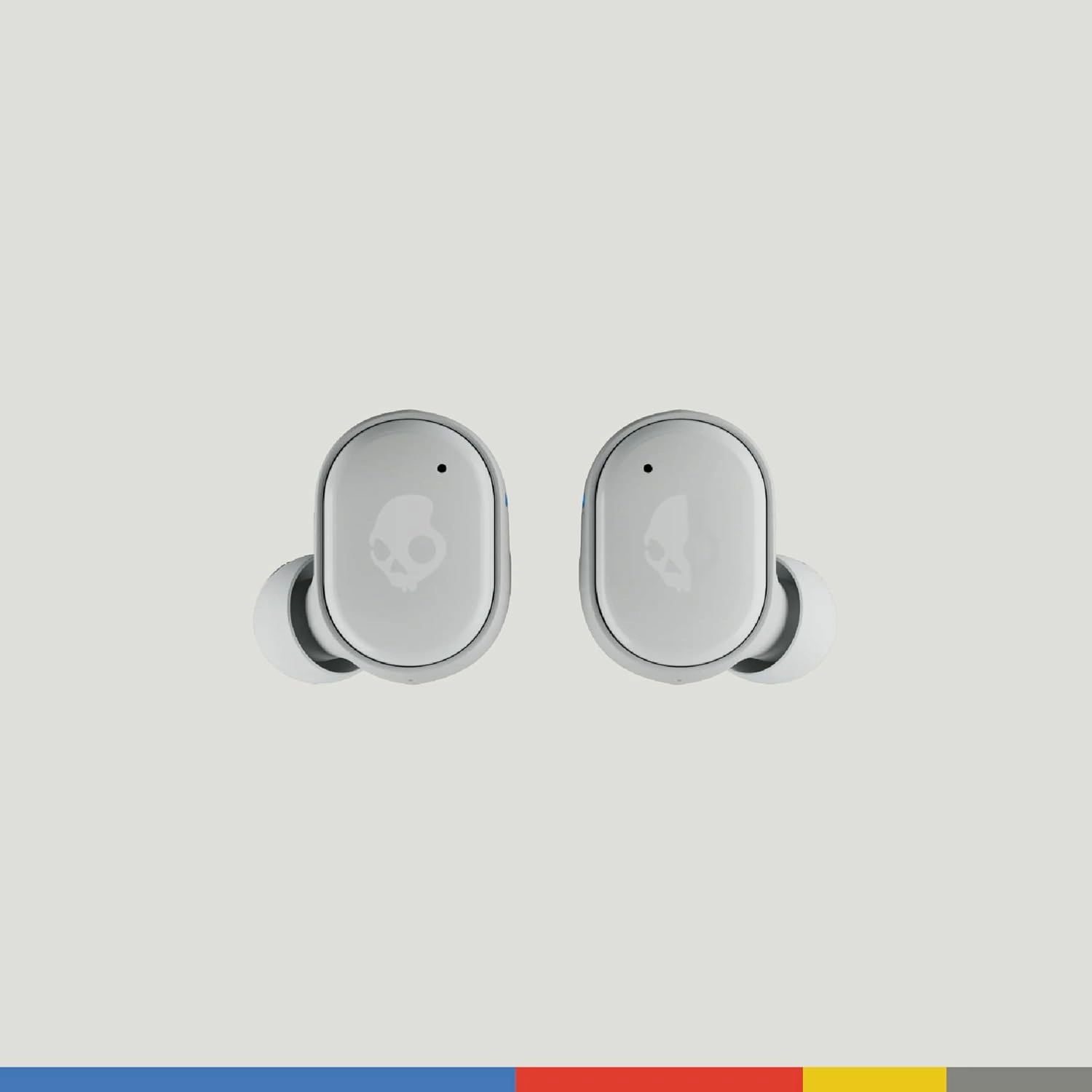 Skullcandy Grind Wireless Earbuds, Bluetooth Headphones, Up to 40 Hours Battery, Noise Isolating Fit, Microphone for iPhone Android, Customizable via Skull-iQ App - Light Grey/Blue