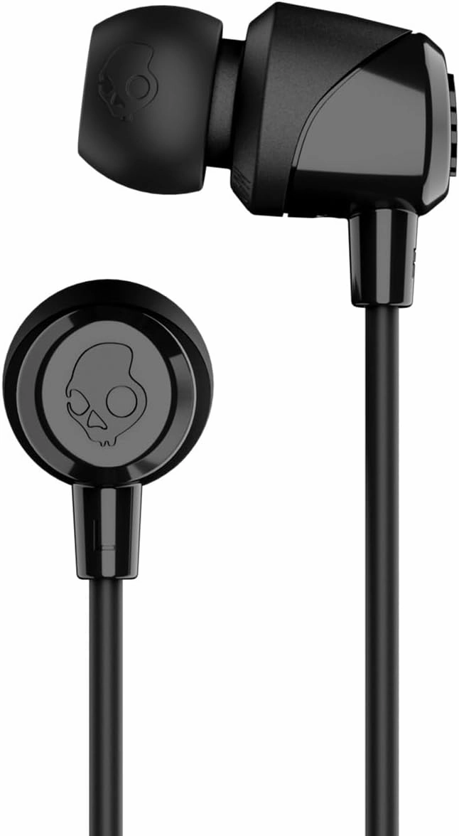 Skullcandy Jib Wired Earbuds with 3.5mm Plug, Noise Isolating Fit, Built-In Microphone Call and Track Control, Convenient for Travel - Black