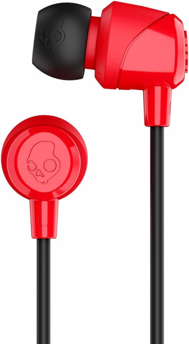 Skullcandy Jib Wired Earbuds with 3.5mm Plug, Noise Isolating Fit, Built-In Microphone Call and Track Control, Convenient for Travel - Red