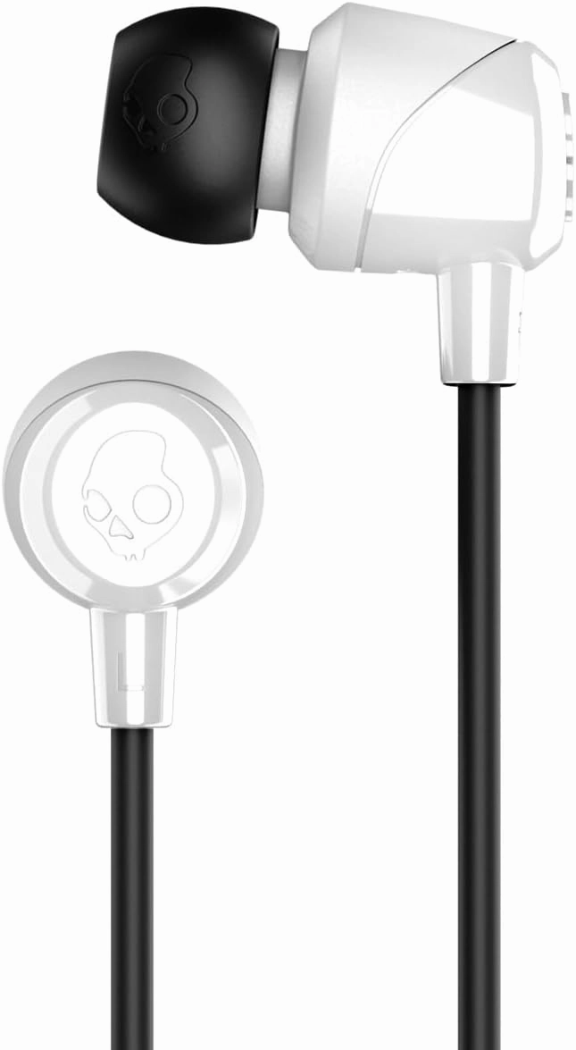 Skullcandy Jib Wired Earbuds with 3.5mm Plug, Noise Isolating Fit, Built-In Microphone Call and Track Control, Convenient for Travel - White