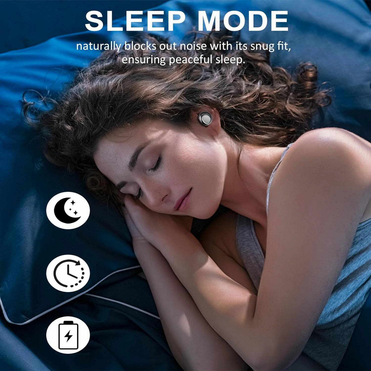 Sleep Ear Buds, True Wireless Earbuds, 2025 Ultra-Mini Bluetooth 5.4 Earbuds for Side Sleepers, 53H Play Hi-Fi Stereo 3D Bass Noise Cancelling Bluetooth headphones, USB C, IP7 Waterproof LED Earphones