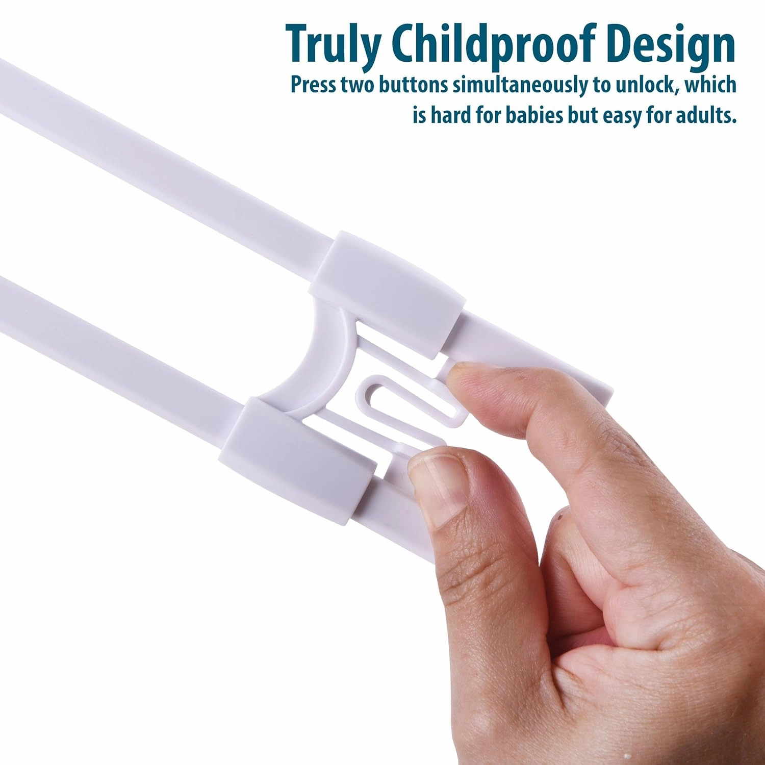 Sliding Cabinet Locks Baby Proofing  Adjustable Child Safety Latches for Knobs & Handles  10 Pack  No Adhesive Drilling or Tools - White