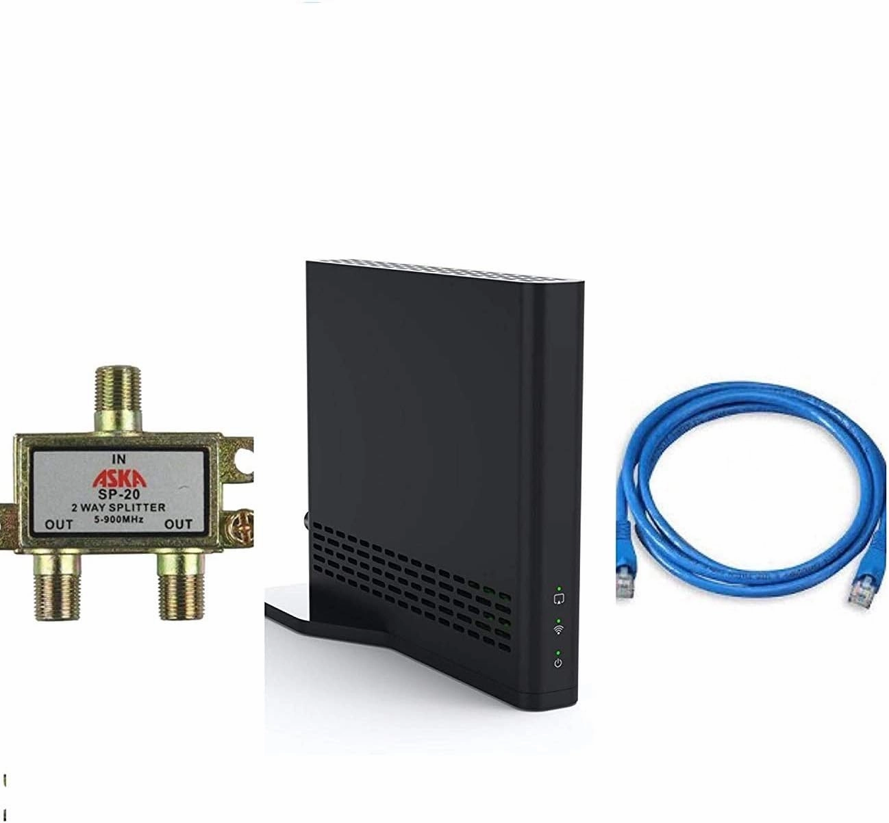 Sling AirTV 2 Dual-Tuner Local Channel Streamer for TVs and Mobile Devices w/DVR Bundle with Quest 3-Ft Cat5e UTP Cable, 2-Way Aska TV Coaxial Cable Splitter network streamer,wireless audio player,Wi-Fi music streamer,