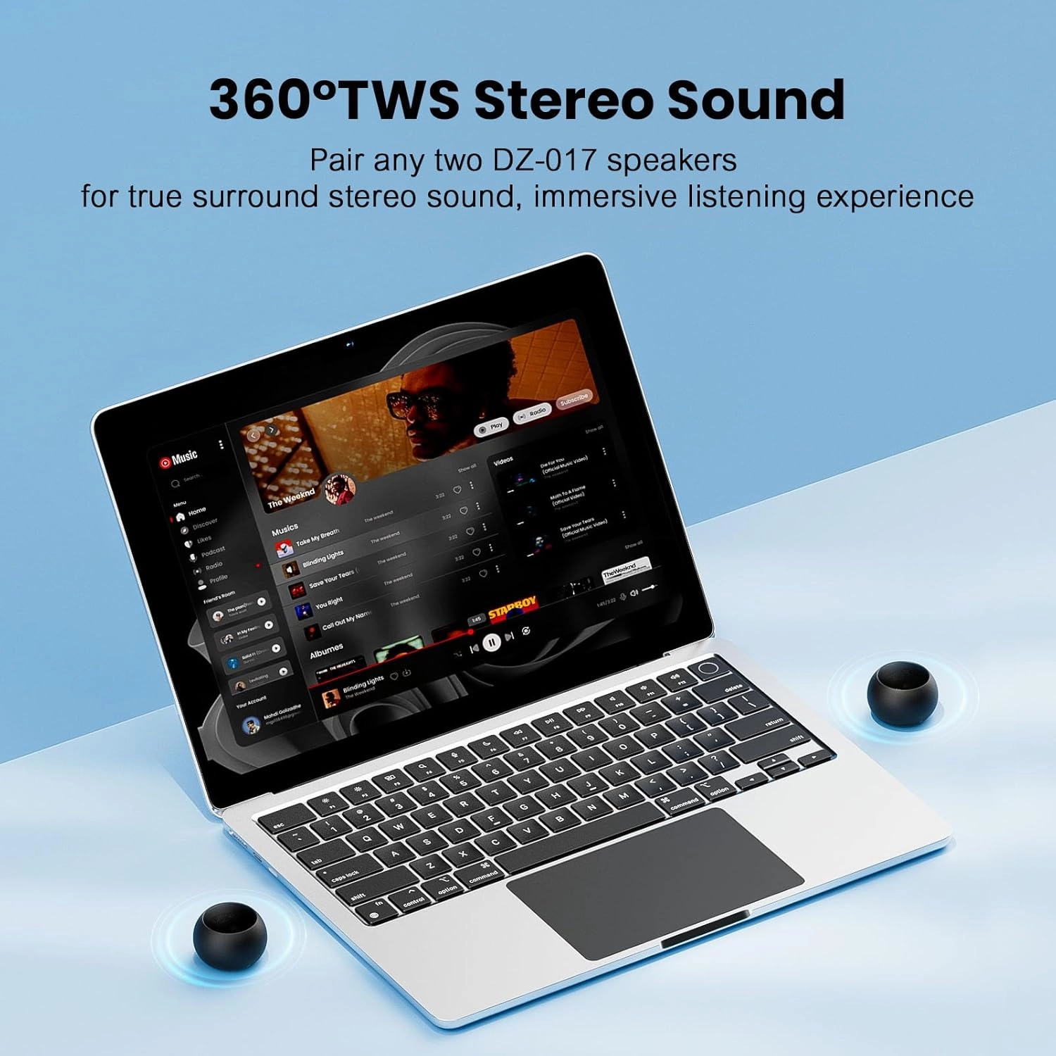 Small Bluetooth Speaker, 2025 Portable Speaker with Loud Stereo Sound and Robust Bass, IP7 Waterproof with Lanyard Easy to Carry, Mini Speakers for Outdoor, Hiking, Beach Electronic Gadgets Gift Black