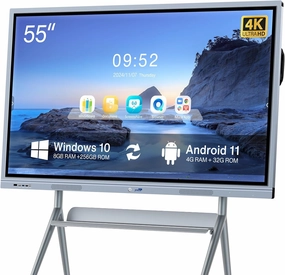 Smart Board Collaboration Hub, 55" Digital Interactive Whiteboard Display with 4K Touchscreen & Dual System, Electronic Smartboard for Classroom Office Home(Wall Mount Included) smart audio hub,voice control speaker,Alexa compatible audio,