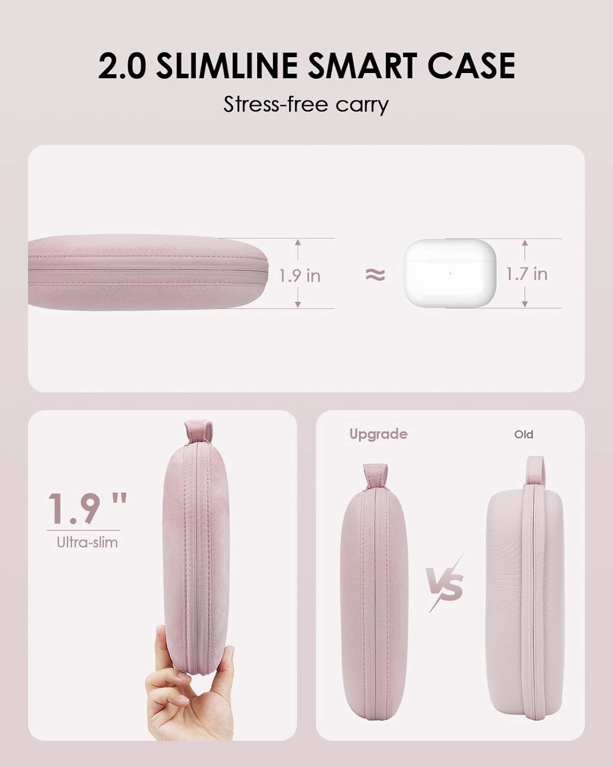 Smart Case 2.0 Slimline for AirPods Max Headphones Supports Sleep Mode, AirPods Max Accessories, Upgrade Anti-Scratch Portable Carry Travel Bag (Rose Pink)