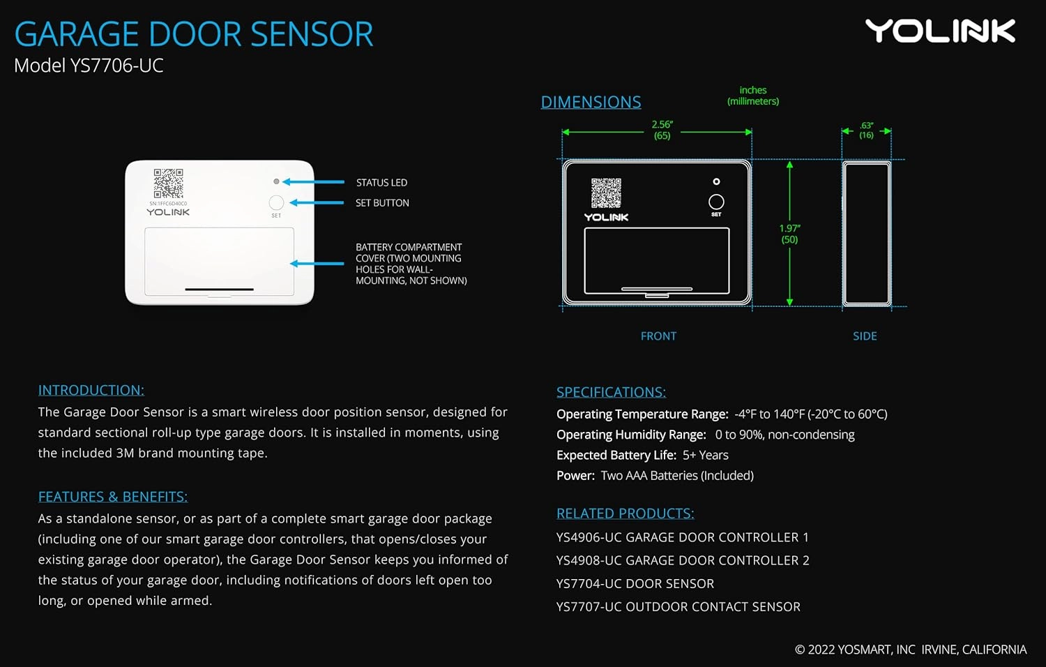 Smart Garage Door Kit with YoLink Hub - YoLink 1/4 Mile World's Longest Range Garage Door Controller and Wireless Sensor Compatible with Alexa IFTTT