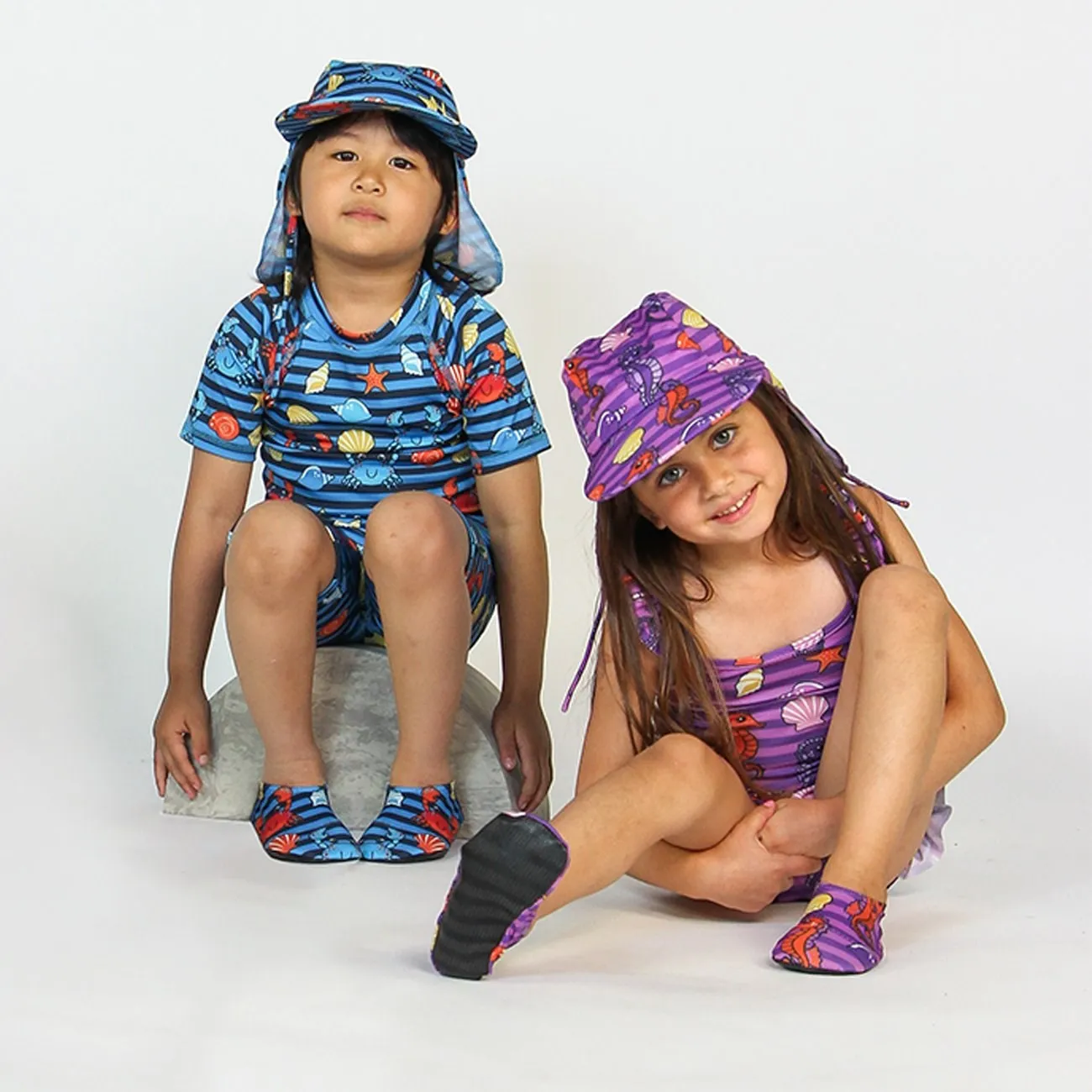 Sm?folk Brilliant Blue Uv50 Sun Hat With Crabs