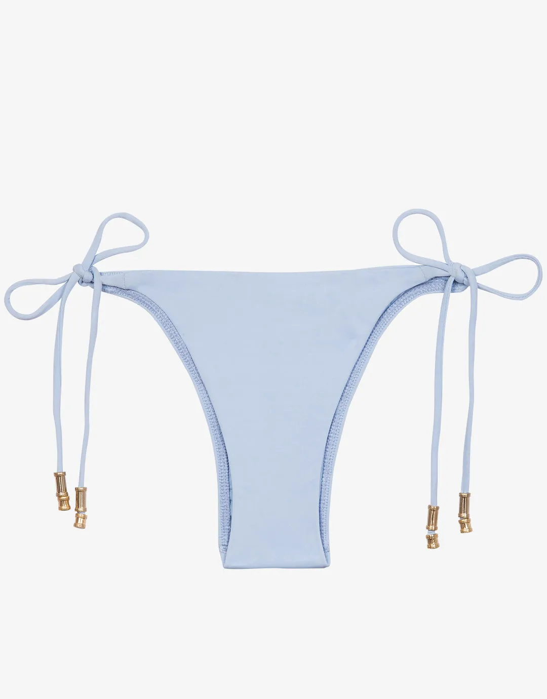 Smoke Blue Long Tie Full Bikini Bottom - Blue
