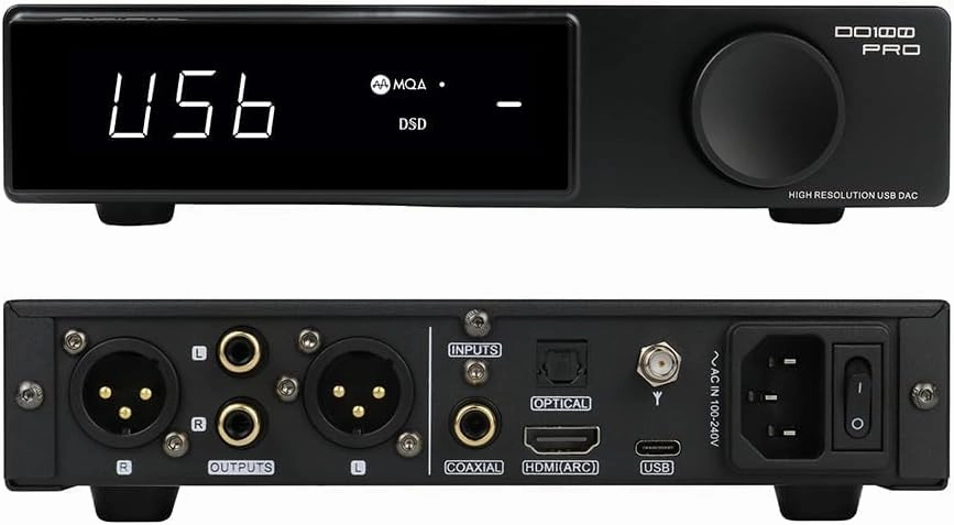 SMSL DO100 PRO HiFi Balanced DAC with 2X ES9039Q2M & XMOS XU316, 768kHz/DSD512 USB Audio MQA Decoder Preamp, Bluetooth 5.1/Opt/Coax/HDMI ARC Input, RCA/XLR Digital-Analog Converter for PS5/Amp DAC,USB audio converter,digital to analog converter,