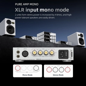 SMSL PA200 Power Amplifier XLR Input Mono Mode RCA Input Stereo Pure Post Stage Through Mode Chip PGA2311 Easily Drives High-Power Speakers integrated amplifier,stereo receiver,hi-fi amp combo,