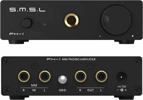 SMSL PH-1 Phono Preamp for MM Turntable, Mini Home Stereo Audio Preamplifier for Phonograph/Record Player/Active Speakers, RCA/6.35mm Headphone Amplifier Pre-amp with Gain 46dB DC 5V Power Supply phono preamp,turntable amplifier,record player preamp,