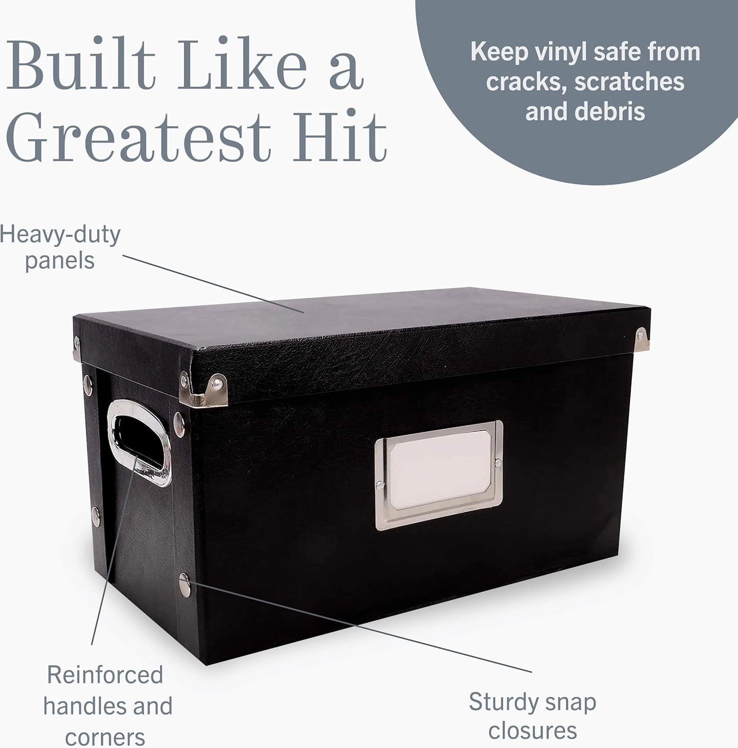 Snap-N-Store Vinyl 45 Record Box, for 45 RPM Vinyl Storage, 8.25 x 7.5 x 14.5 Inches, Black, SNS02079, 7 inch- 1 pack