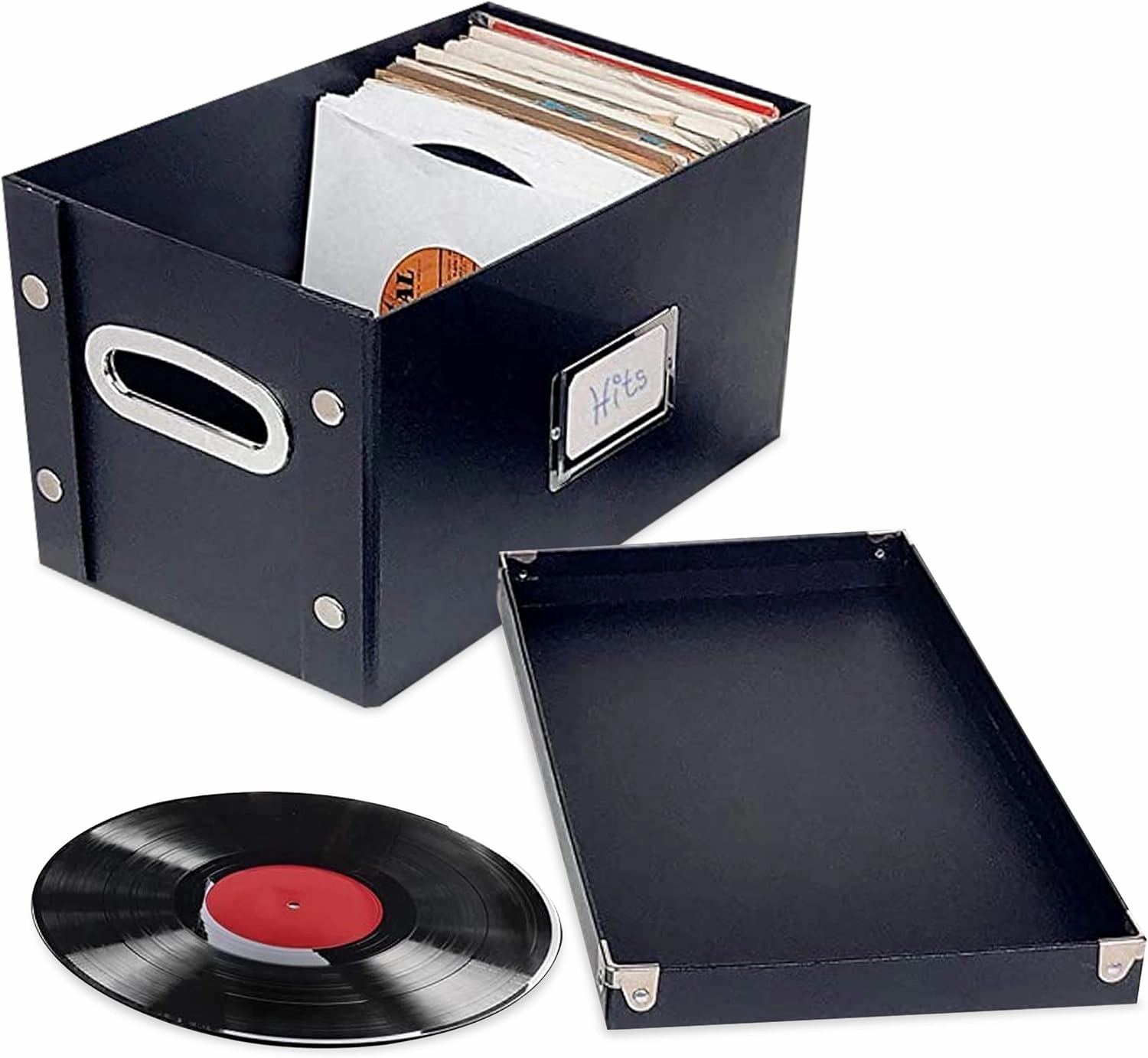 Snap-N-Store Vinyl 45 Record Box, for 45 RPM Vinyl Storage, 8.25 x 7.5 x 14.5 Inches, Black, SNS02079, 7 inch- 1 pack vinyl storage,record holder,LP organizer,