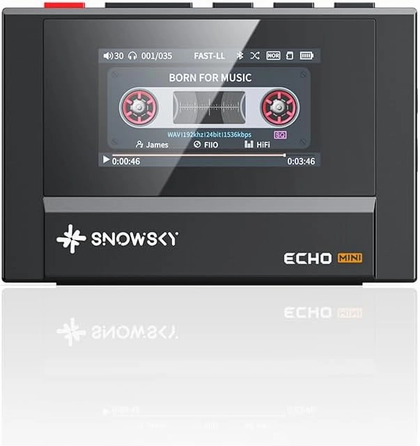 SnowSky/FiiO Echo MINI HiFi Bluetooth MP3 Player with 128G Micro SD Card, 15Hours Playback, Independent Volume Control with 3.5mm/4.4mm Headphones Outputs (Black with 128G Micro SD Card)