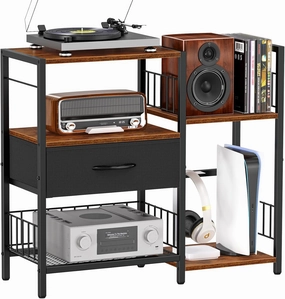 Snughome AV Media Stand, Record Player Stand with Vinyl Storage Holds up to 280  Albums, Audio Video Rack Album Storage Shelves for Vinyl, Turntable Stand Record Holder Media Console Stereo Cabinet vinyl storage,record holder,LP organizer,