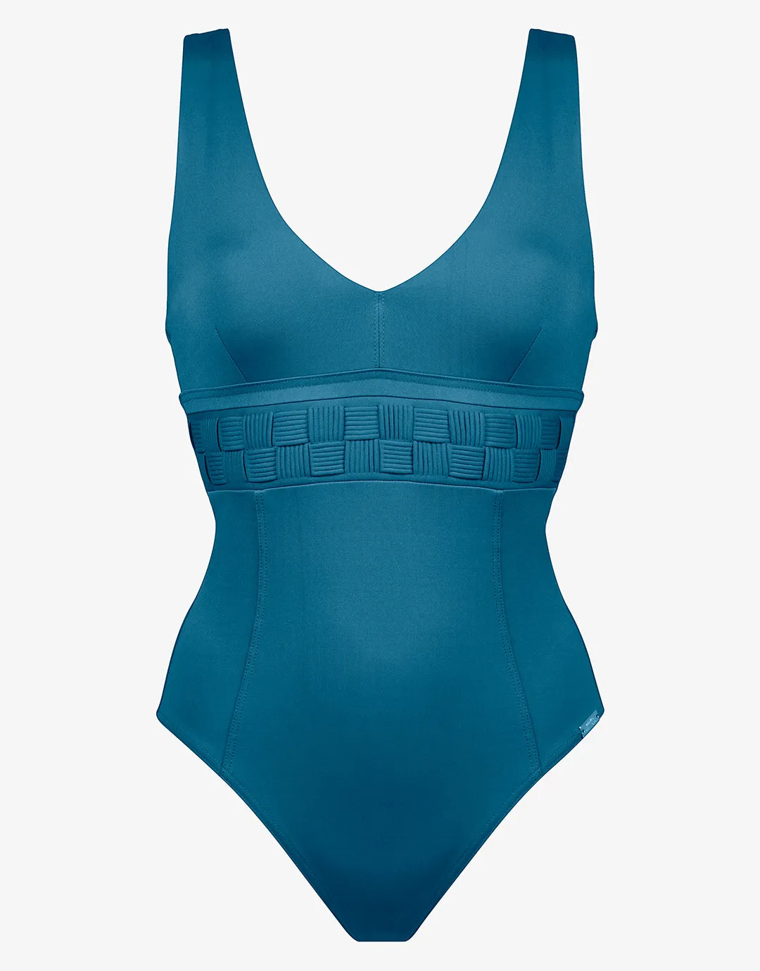 Softline V Neck Swimsuit - Mosaic Blue