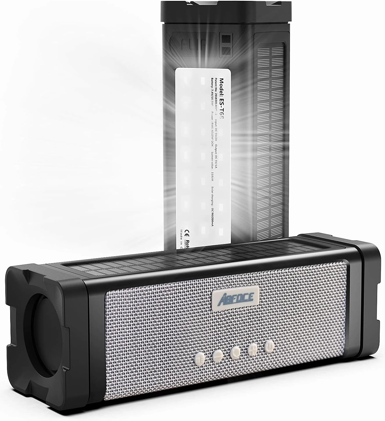 Solar Bluetooth Speaker,IPX7 Waterproof Portable 20W Rich Bass,with 27 LED Lights, 5000mAh Battery,Mic,TF Card,for Outdoor Shower Home-Black outdoor speakers,weatherproof speakers,patio audio system,