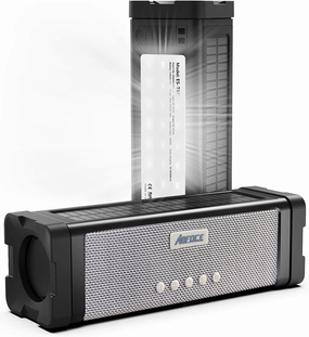 Solar Bluetooth Speaker,IPX7 Waterproof Portable 20W Rich Bass,with 27 LED Lights, 5000mAh Battery,Mic,TF Card,for Outdoor Shower Home-Black outdoor speakers,weatherproof speakers,patio audio system,