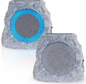 Solar Rock Speakers Outdoor Water-Resistant 2-Pack Solar Powered Rock Speaker with Lights RGB and TWS Pair for Patio Outside Garden BBQ Deck soundbar,TV speaker bar,home theater soundbar,