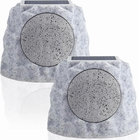Solar Rock Speakers Outdoor Water-Resistant 2-Pack Solar Powered Rock Speaker with Lights RGB and TWS Pair for Patio Outside Garden BBQ Deck wireless speakers,portable Bluetooth speaker,multiroom speaker,