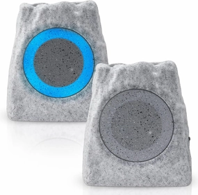 Solar Rock Speakers Outdoor Water-Resistant 2-Pack Solar Powered Rock Speaker with Lights RGB and TWS Pair for Patio Outside Garden BBQ Deck soundbar,TV speaker bar,home theater soundbar,