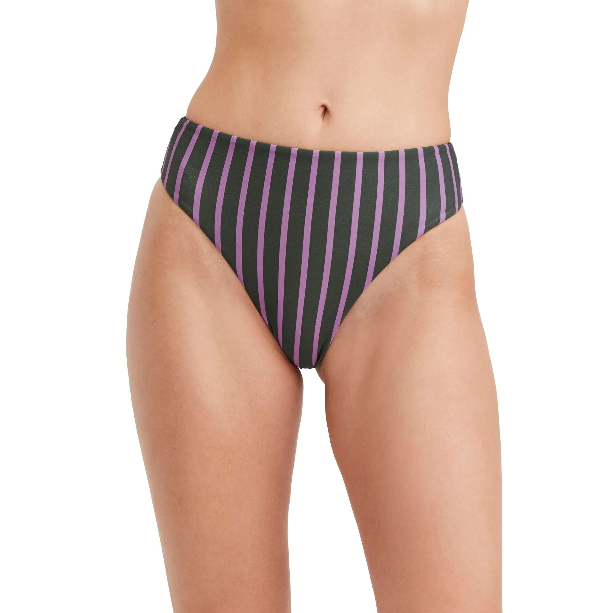 Solid High Leg And High Waist Swim Bottom