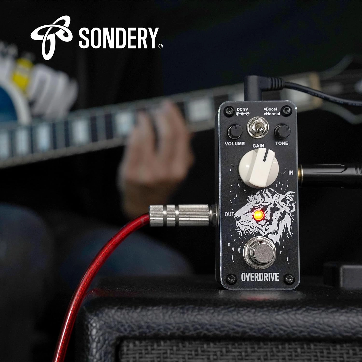 Sondery Overdrive Pedal for Electric Guitars with 2 Modes of Boost and Normal, An Overdrive Sound of Tube Valve Combo Amplifier, True Bypass Mini Size Art Design Series