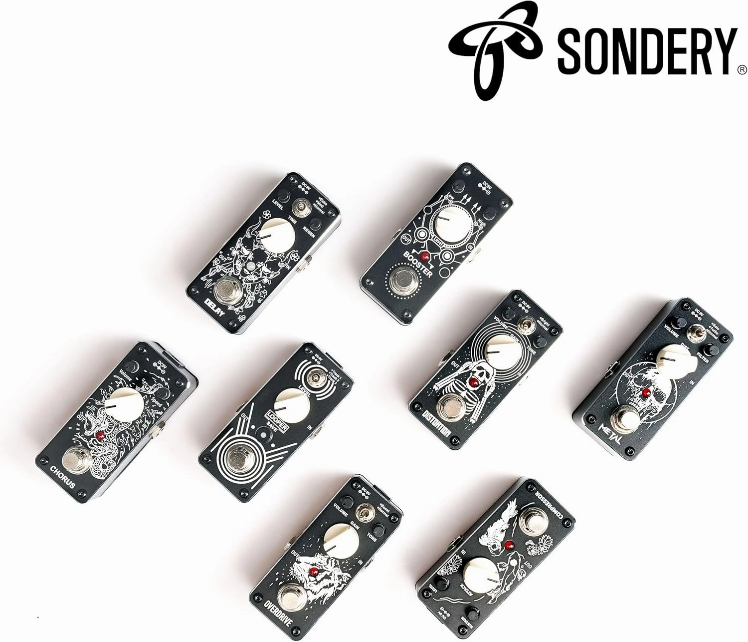 Sondery Overdrive Pedal for Electric Guitars with 2 Modes of Boost and Normal, An Overdrive Sound of Tube Valve Combo Amplifier, True Bypass Mini Size Art Design Series