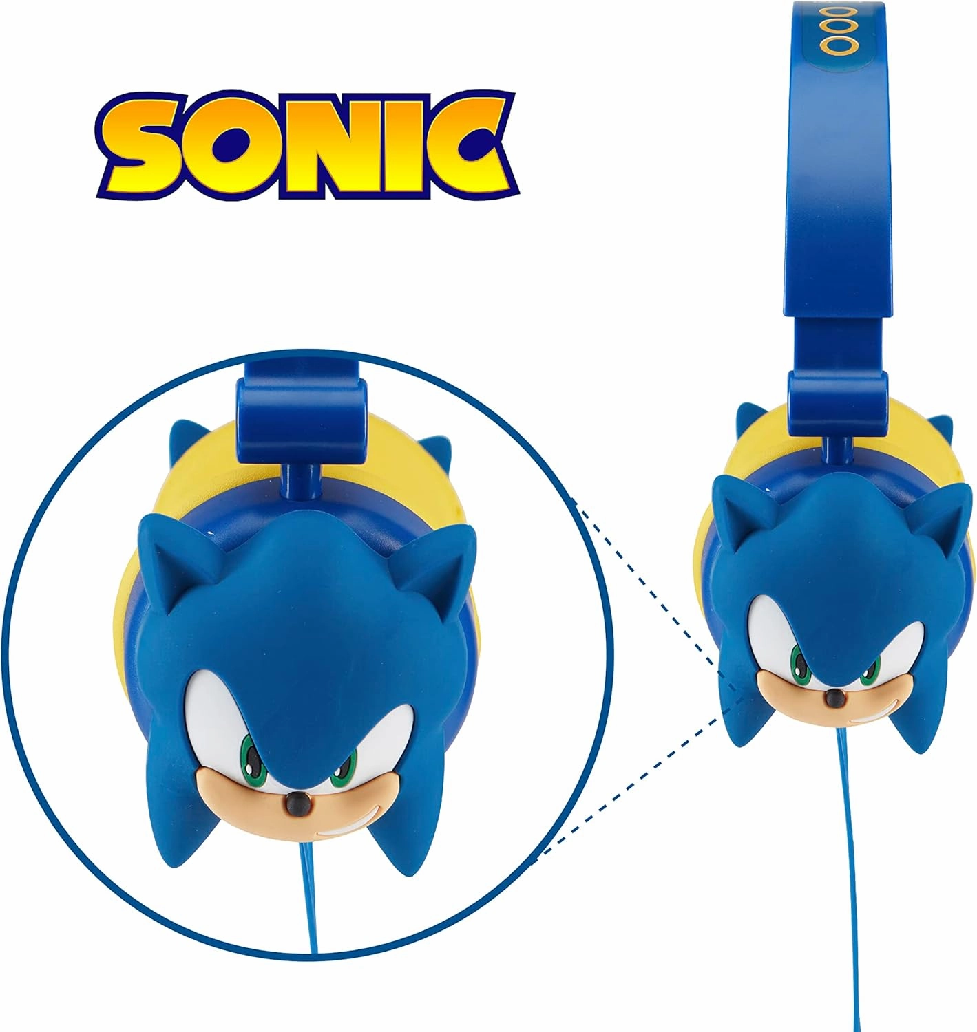 Sonic The Hedgehog Over-Ear Headphones for Kids - Adjustable Headband, Stereo Sound, Tangle-Free Cable, Volume Control, and 3.5mm Jack - Perfect for School, Home, and Travel